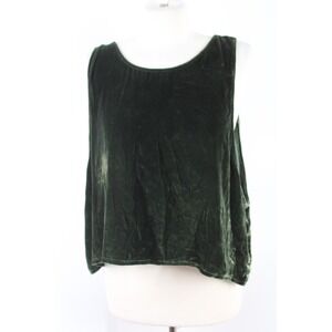 Harari OS Silk Velvet Tank Top Forest Green Cropped USA